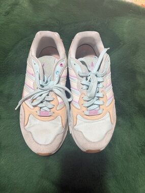 adidas Women's Light Blue Pink Cream Athletic Sneakers